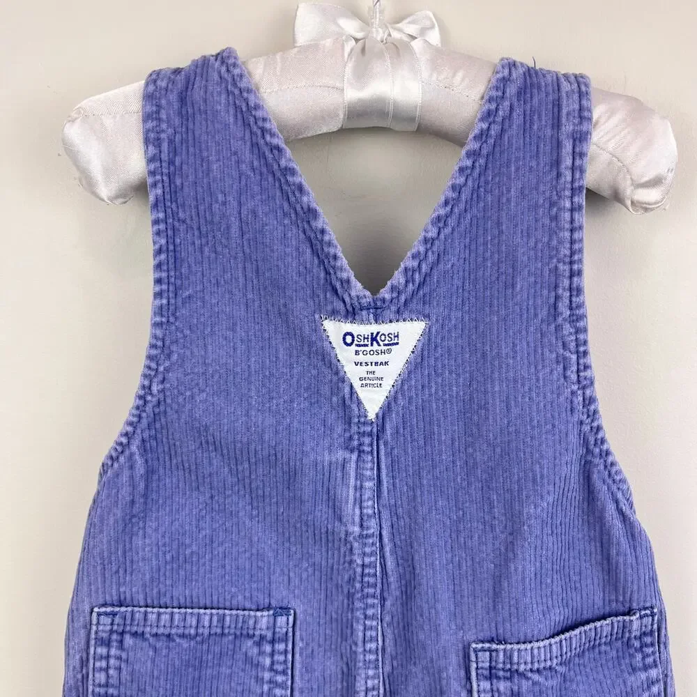 Vintage OshKosh B'gosh Purple Corduroy Overalls 24 Months
